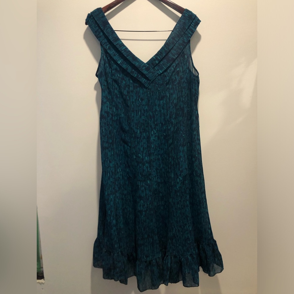 Sandra Darren Teal Midi Dress